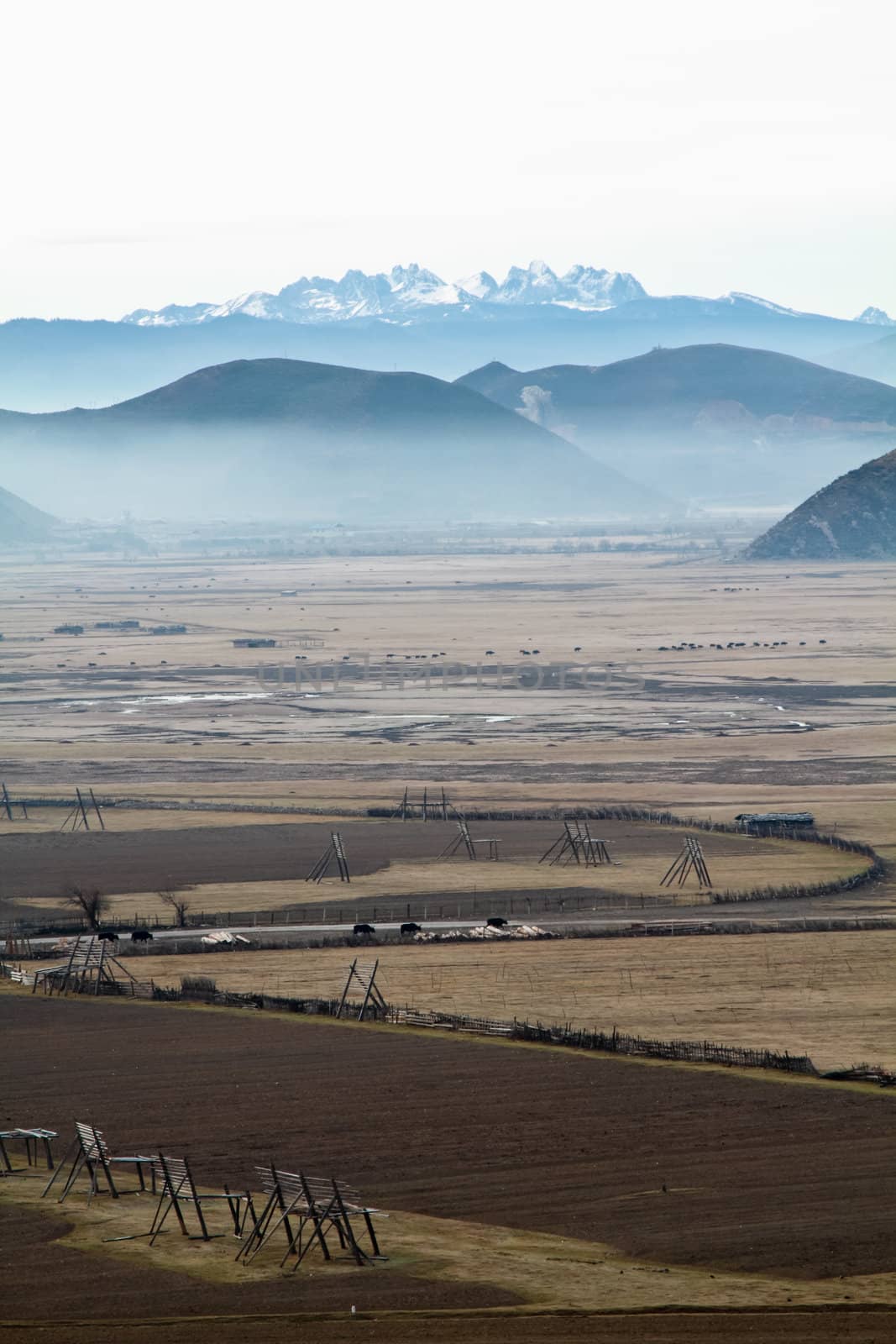 Farm at the mountain in background by liewluck