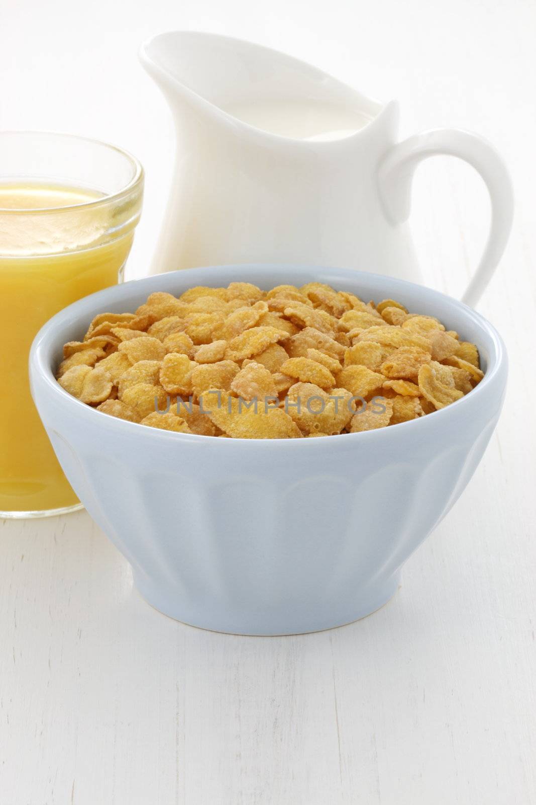 delicious and healthy corn flakes, served in a beautiful French Cafe au Lait Bowl 