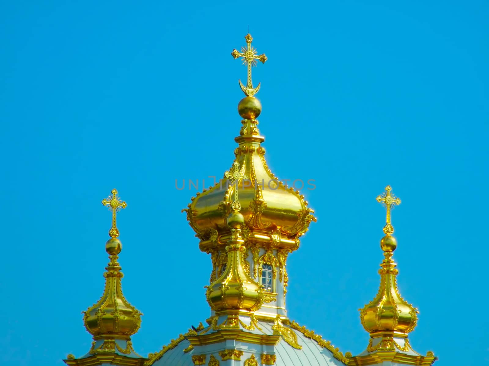 Domes of the church case of the Big Peterhof palace