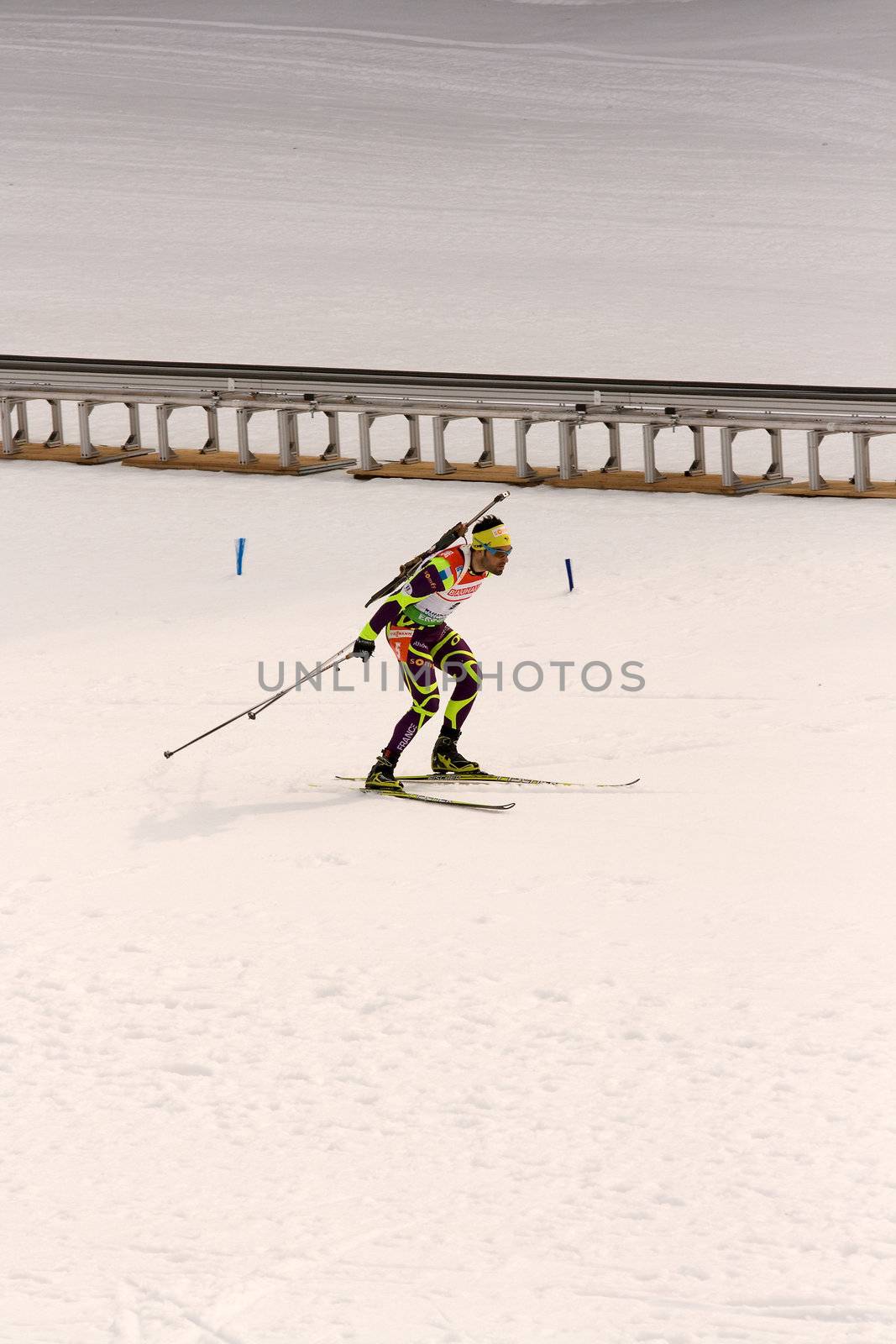 Simon Fourcade in the pursuit race at the Biathlon World Championships 2012