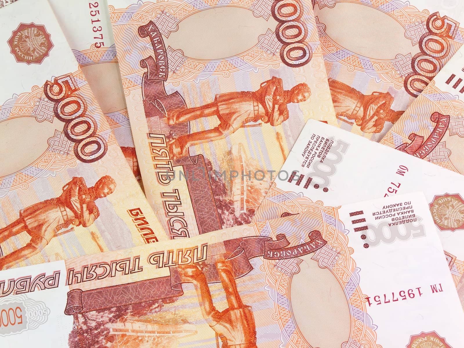 Thousand's Russian roubles denominations on five thousand