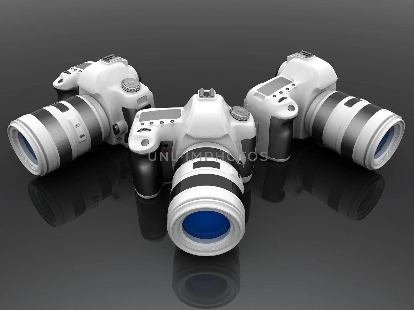 Digital camera image on white background