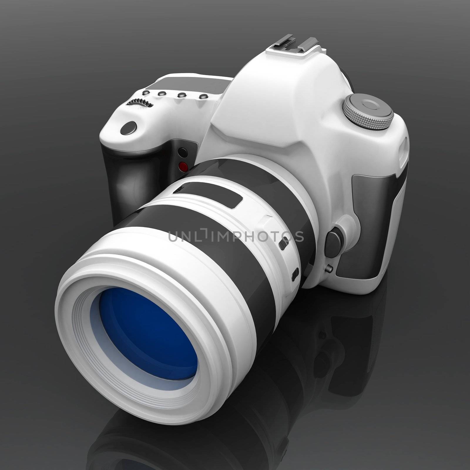 Digital camera image on white background
