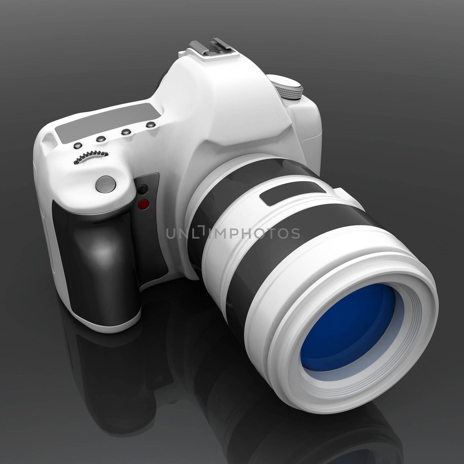 Digital camera image on white background