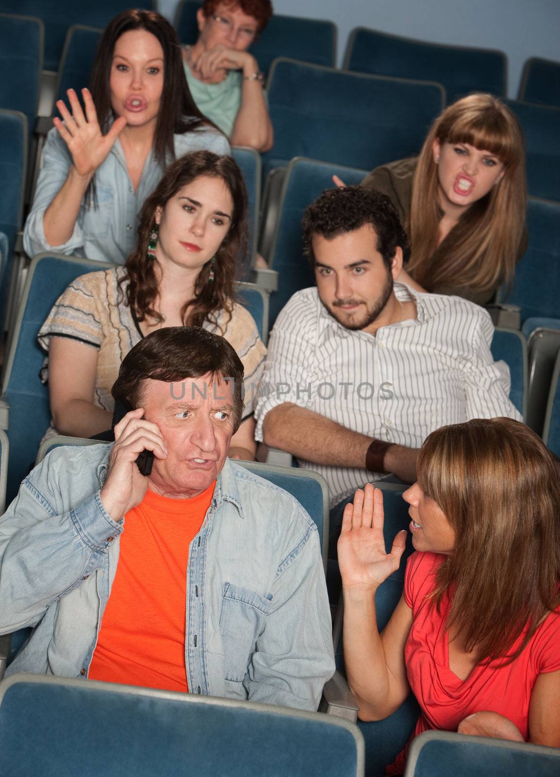 Man on phone call irks audience in theater