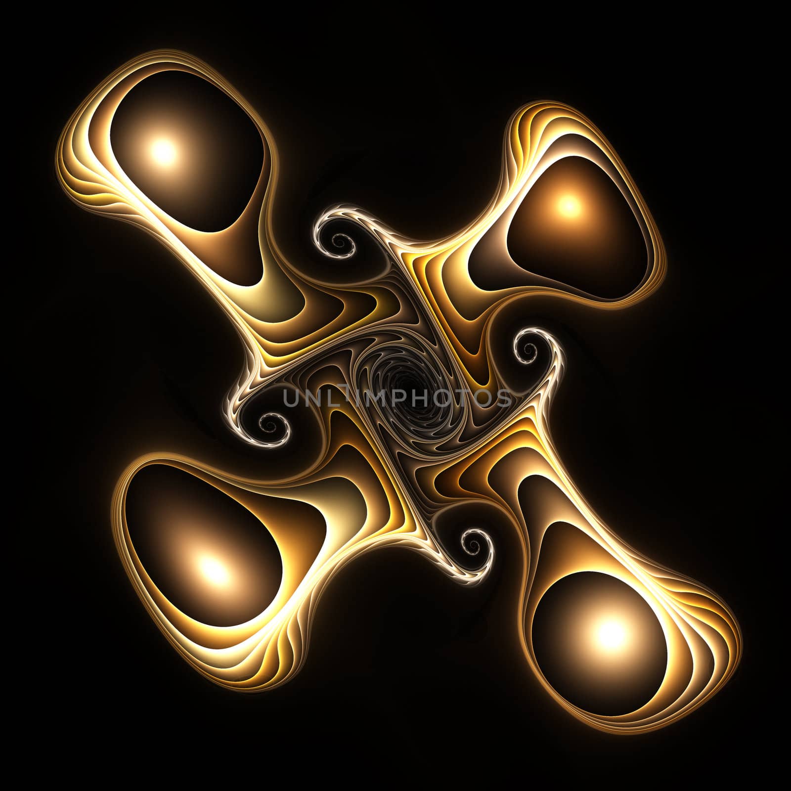 Abstract color image on a black background. Curves and ornaments futuristic design.