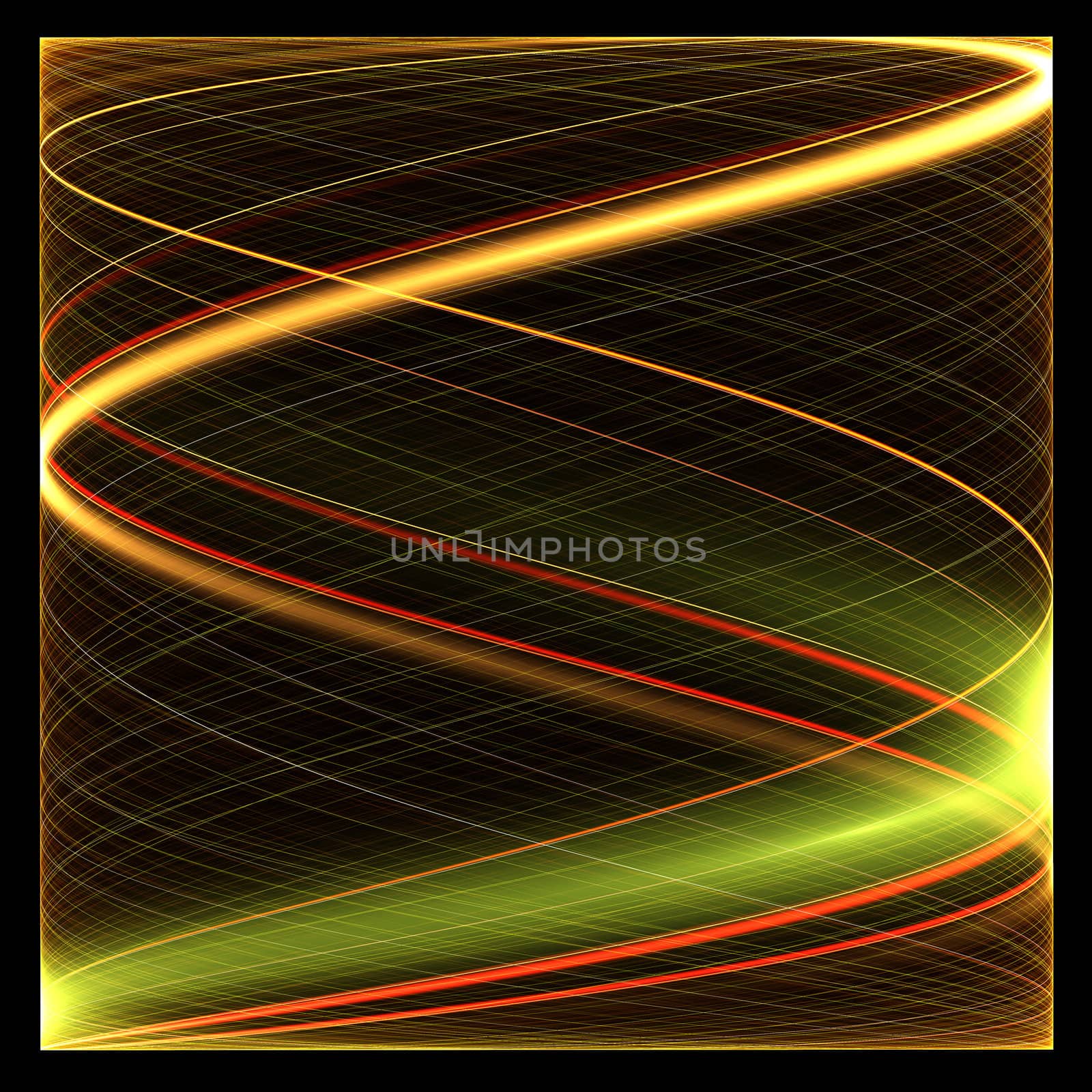 Abstract color image on a black background. Curves and ornaments by mozzyb