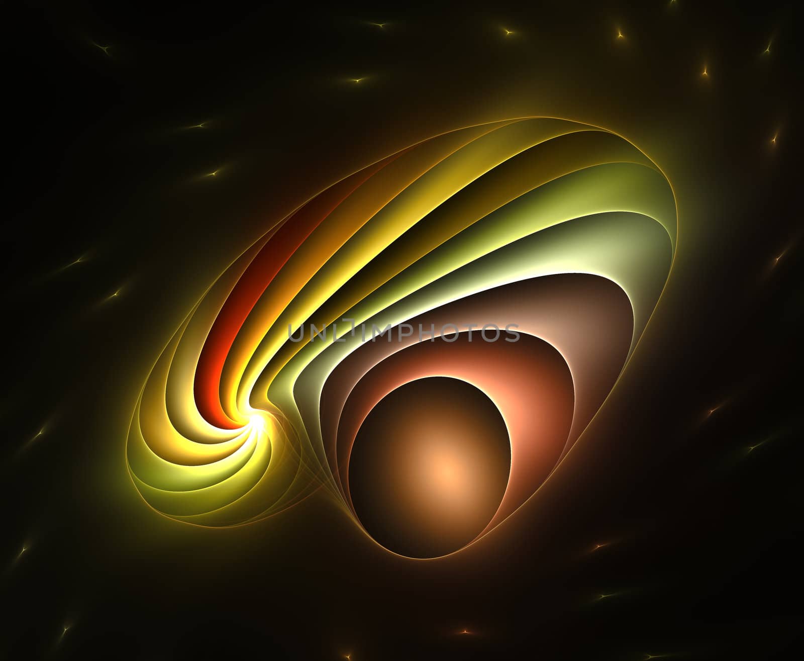 Abstract color image on a black background. Curves and ornaments futuristic design.