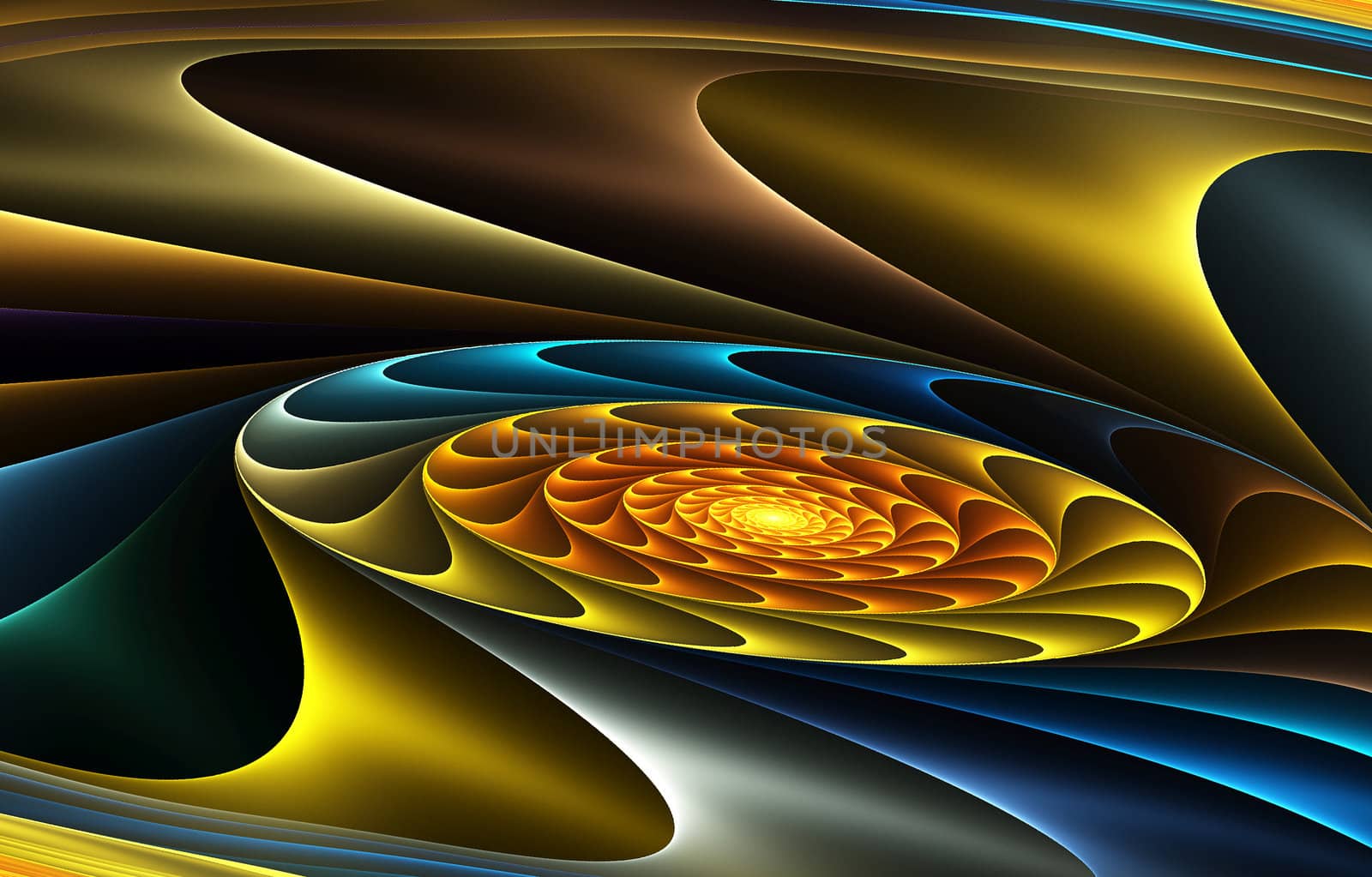 Abstract color image on a black background. Curves and ornaments futuristic design.