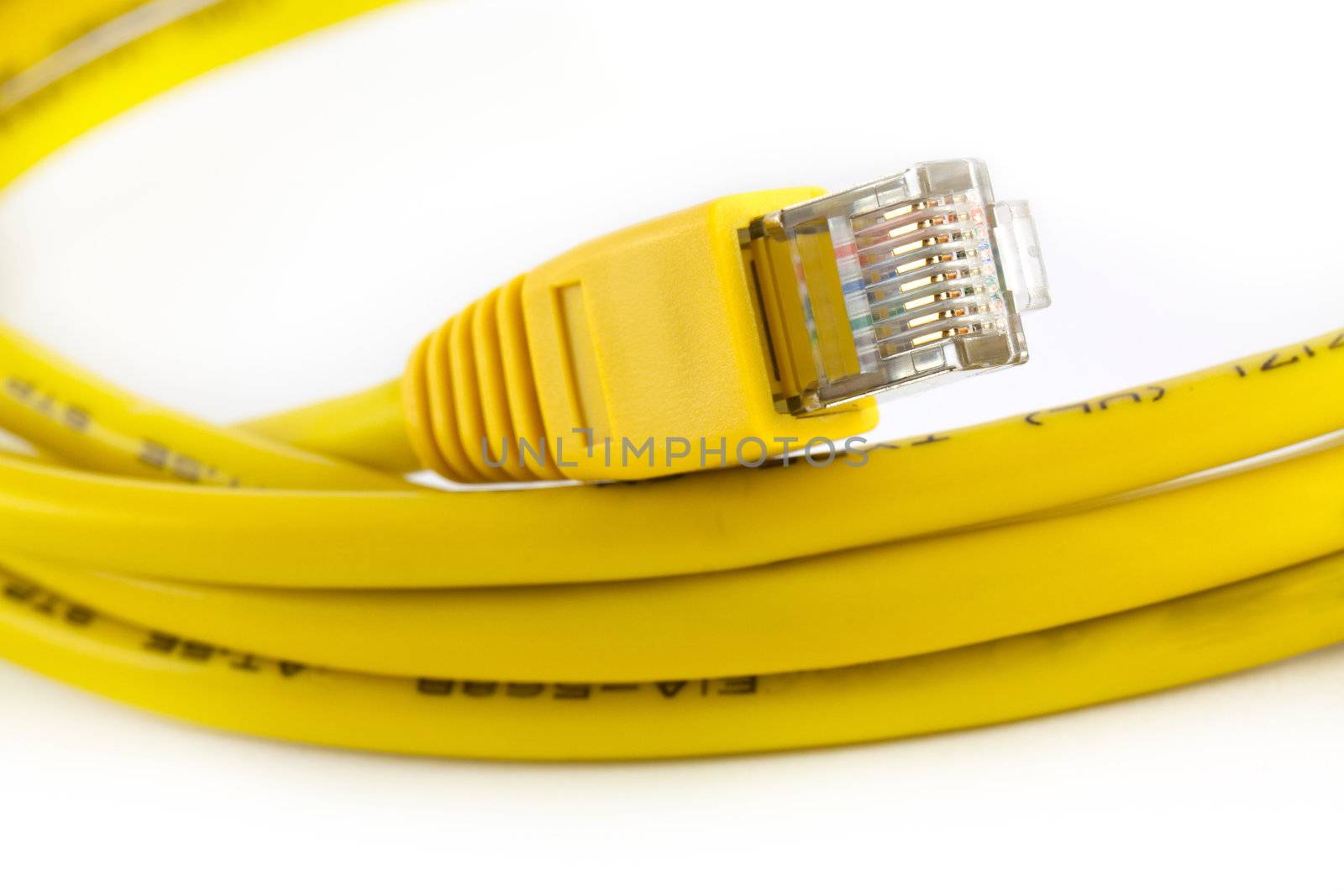 Ethernet cable on white background