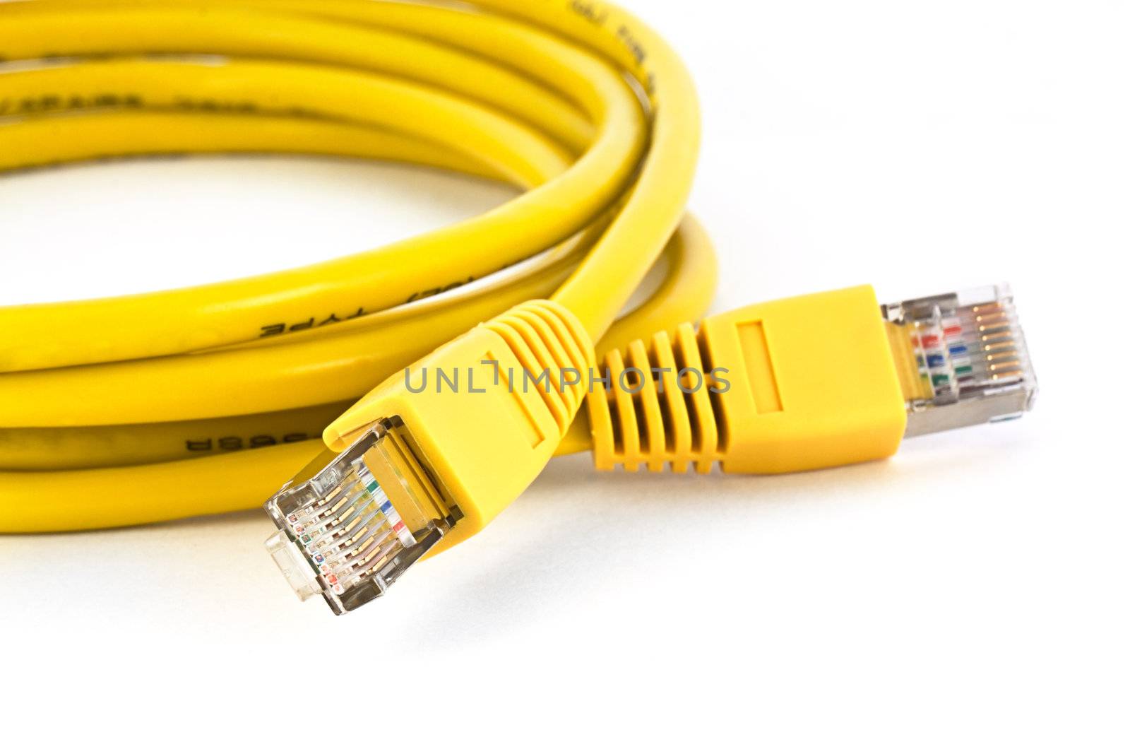 Ethernet cable on white background