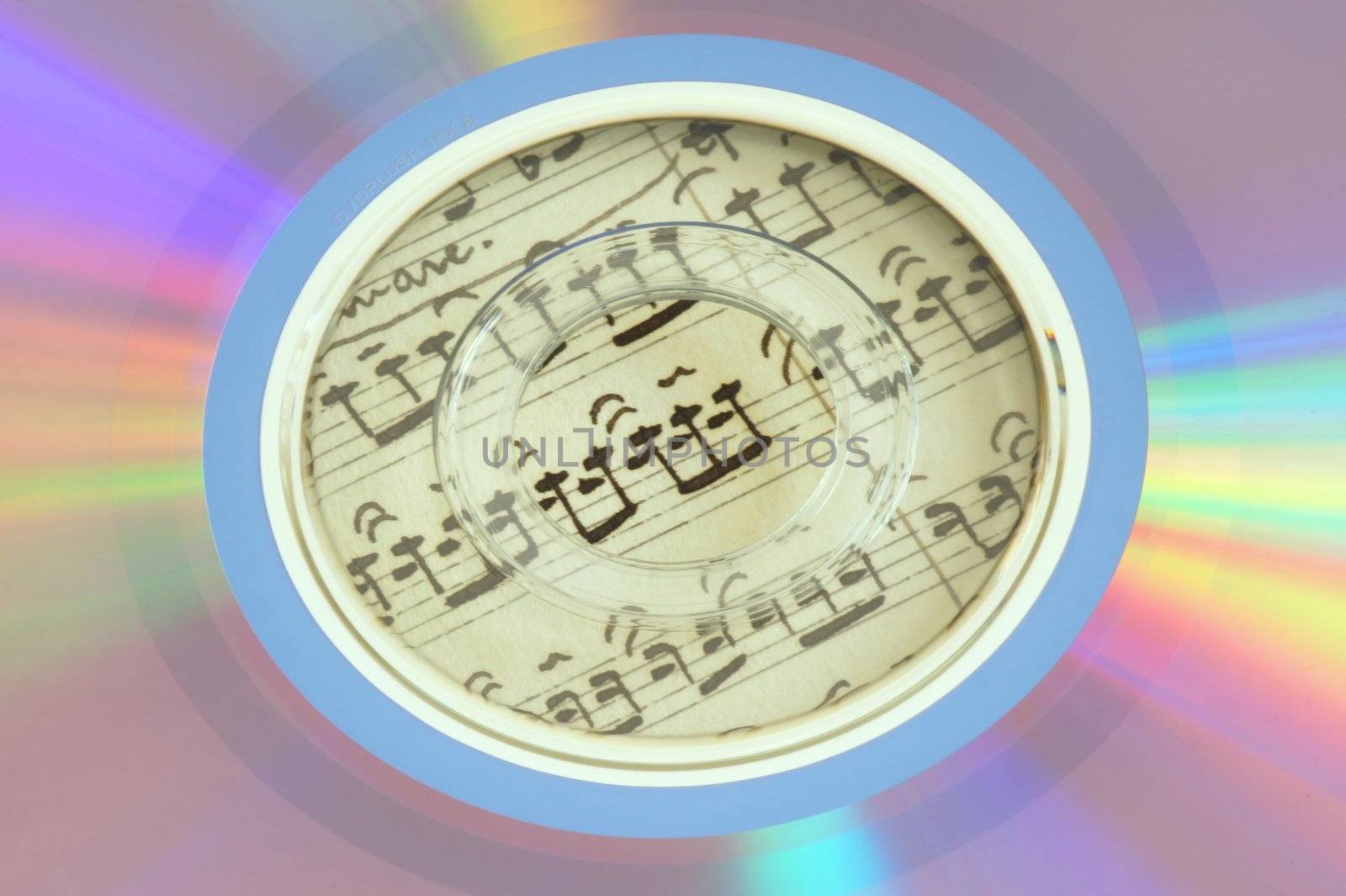 A cd over an old sheet music