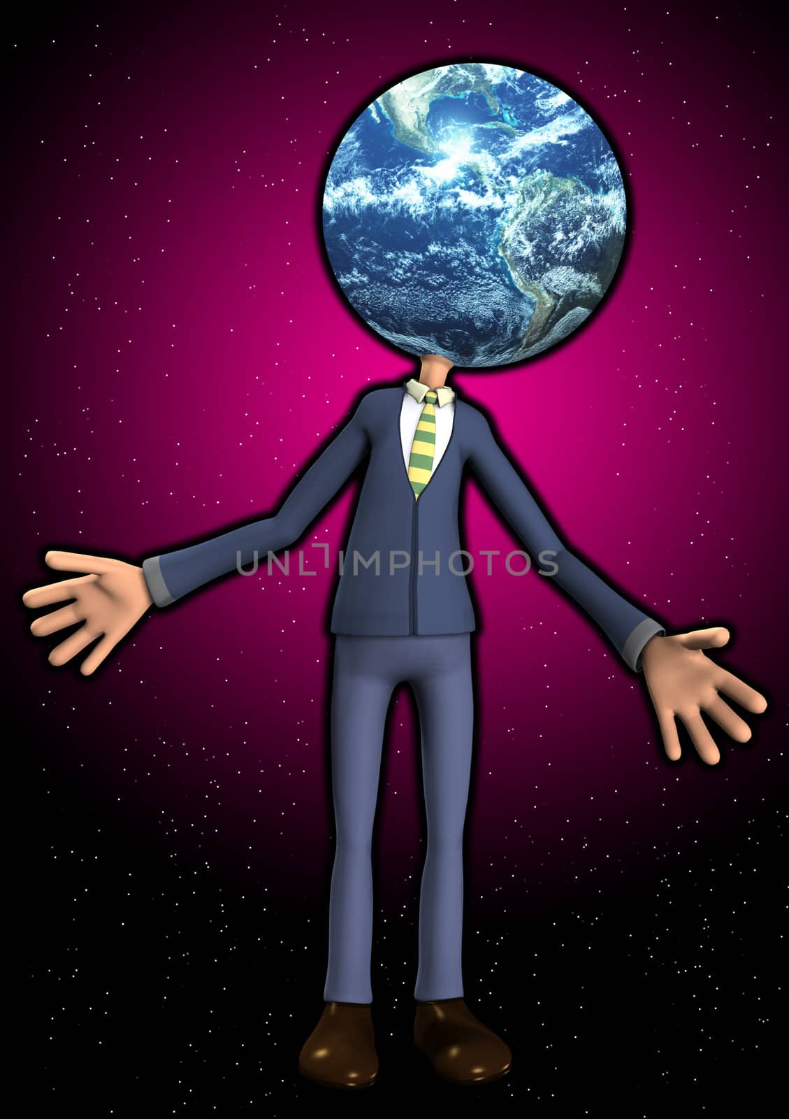 Man with the Earth in place of his head.