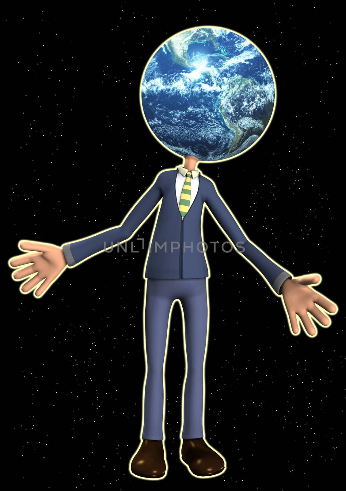 Man with the Earth in place of his head.