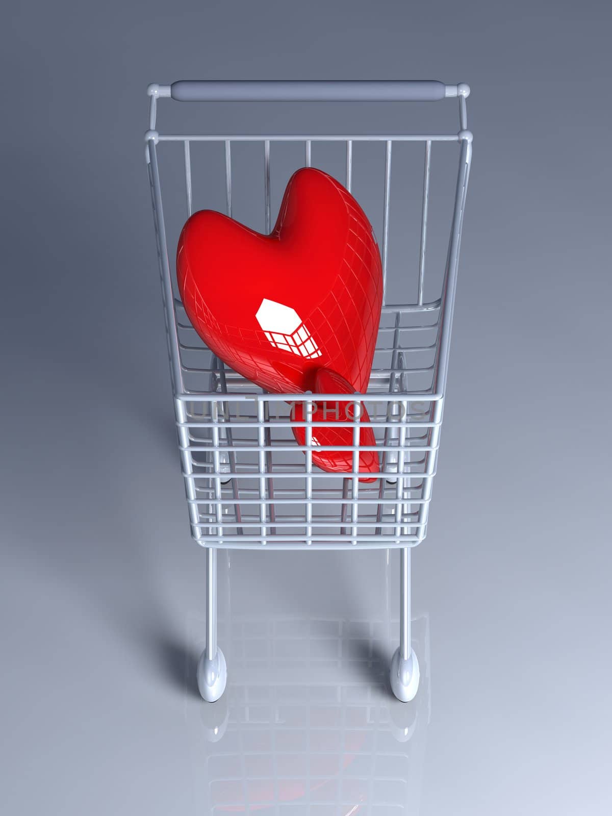 3D rendered Illustration. Shopping for Love.
