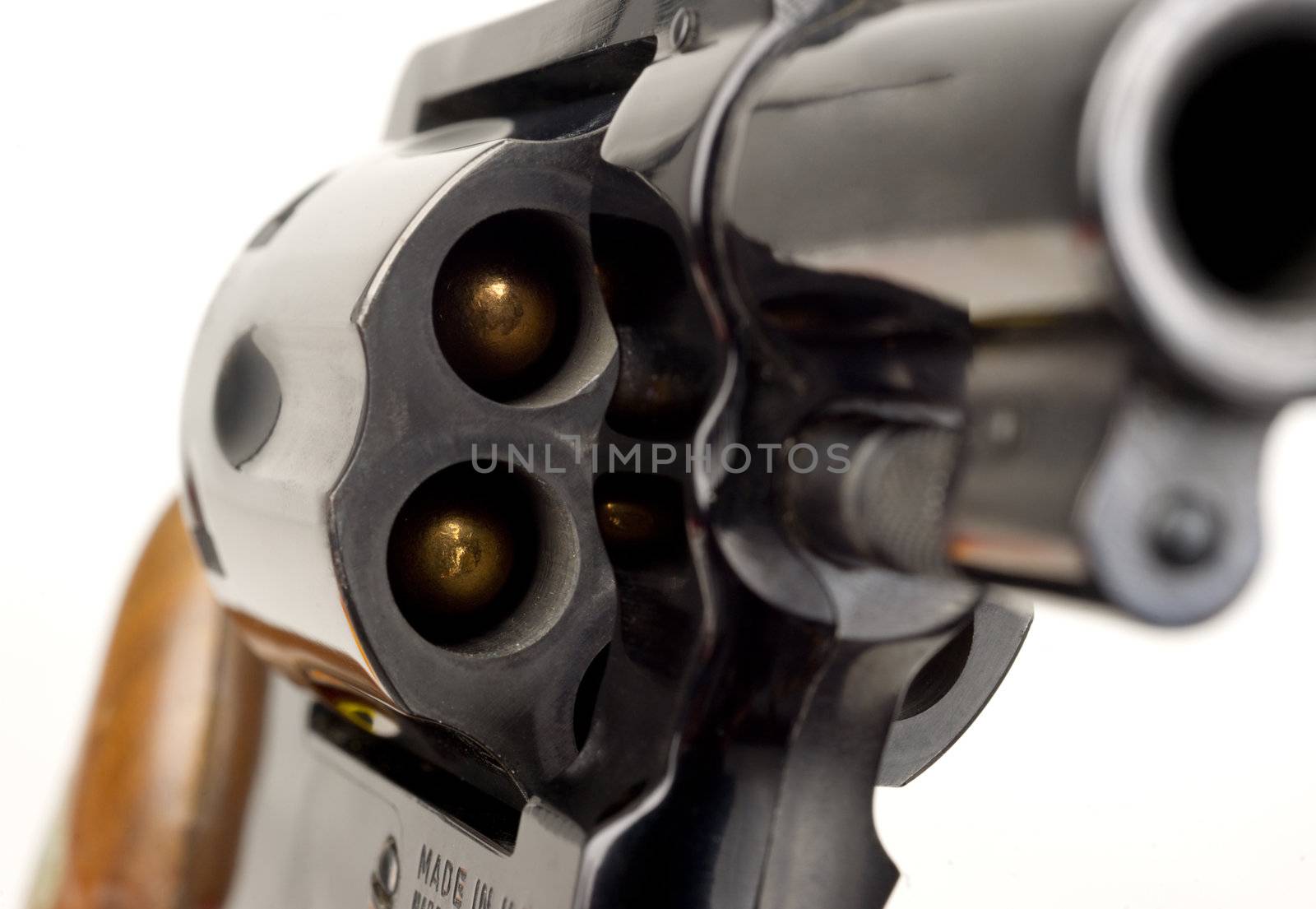 Revolver 38 Caliber Pistol Loaded Cylinder Gun Barrel Pointed by ChrisBoswell