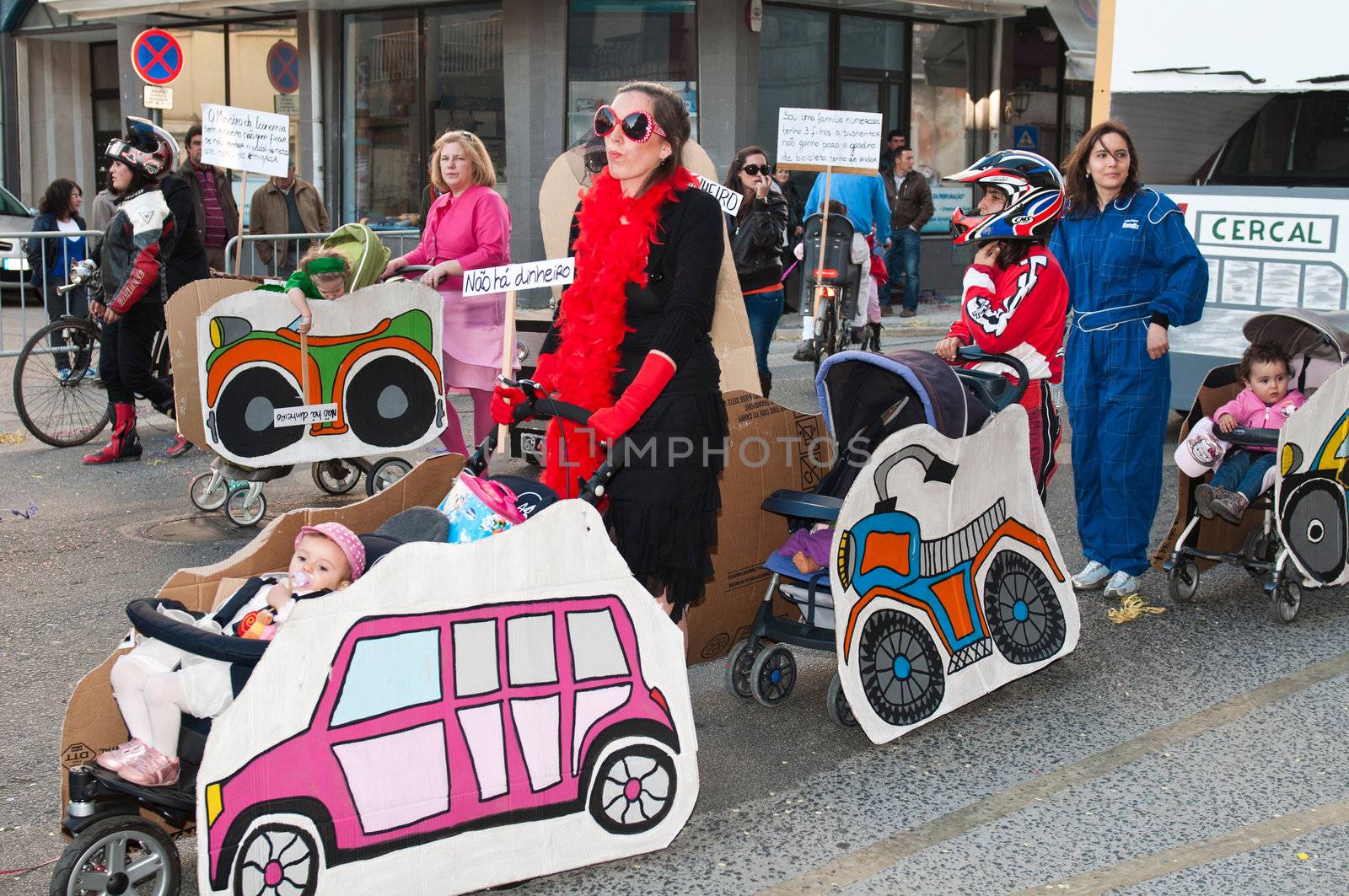 OUREM, PORTUGAL - FEBRUARY 19: unidentified people perform at the Carnival Parade on February 19, 2012 in Ourem, Portugal. The Annual Parade was held during the afternoon of February 19th 2012.