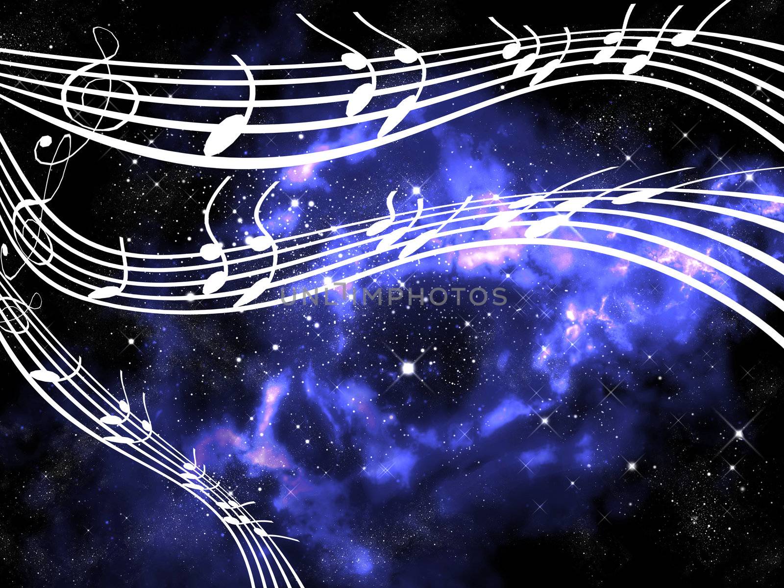 Sound from other world, Music note background concept