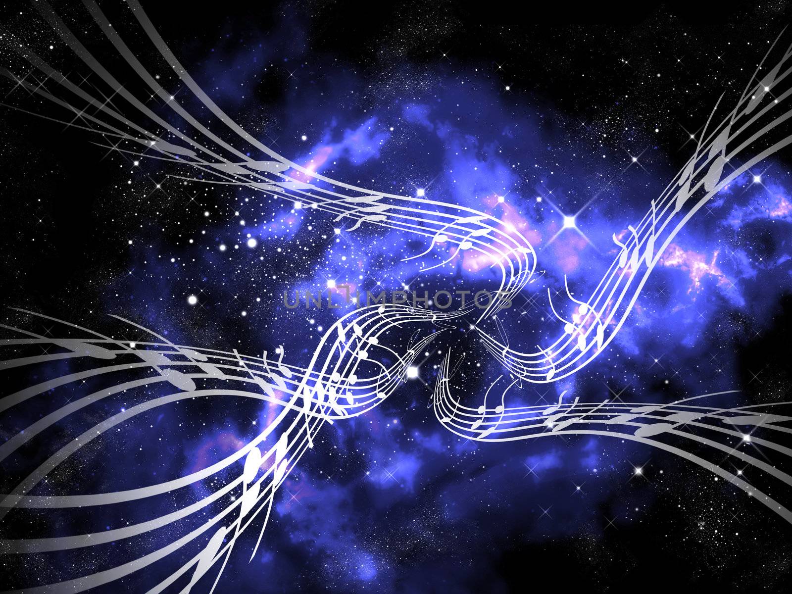 Sound of music from the deep space, Music sound concept