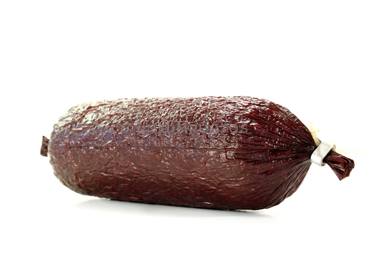 a salami in a white background