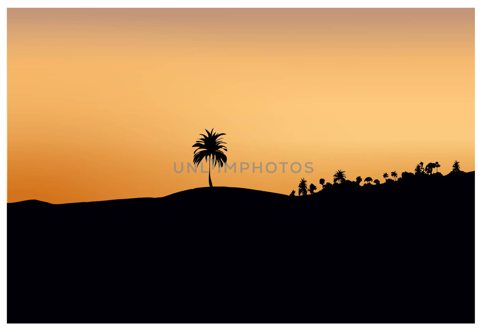 dark silhouette of sand and trees at sunset by Larisa13