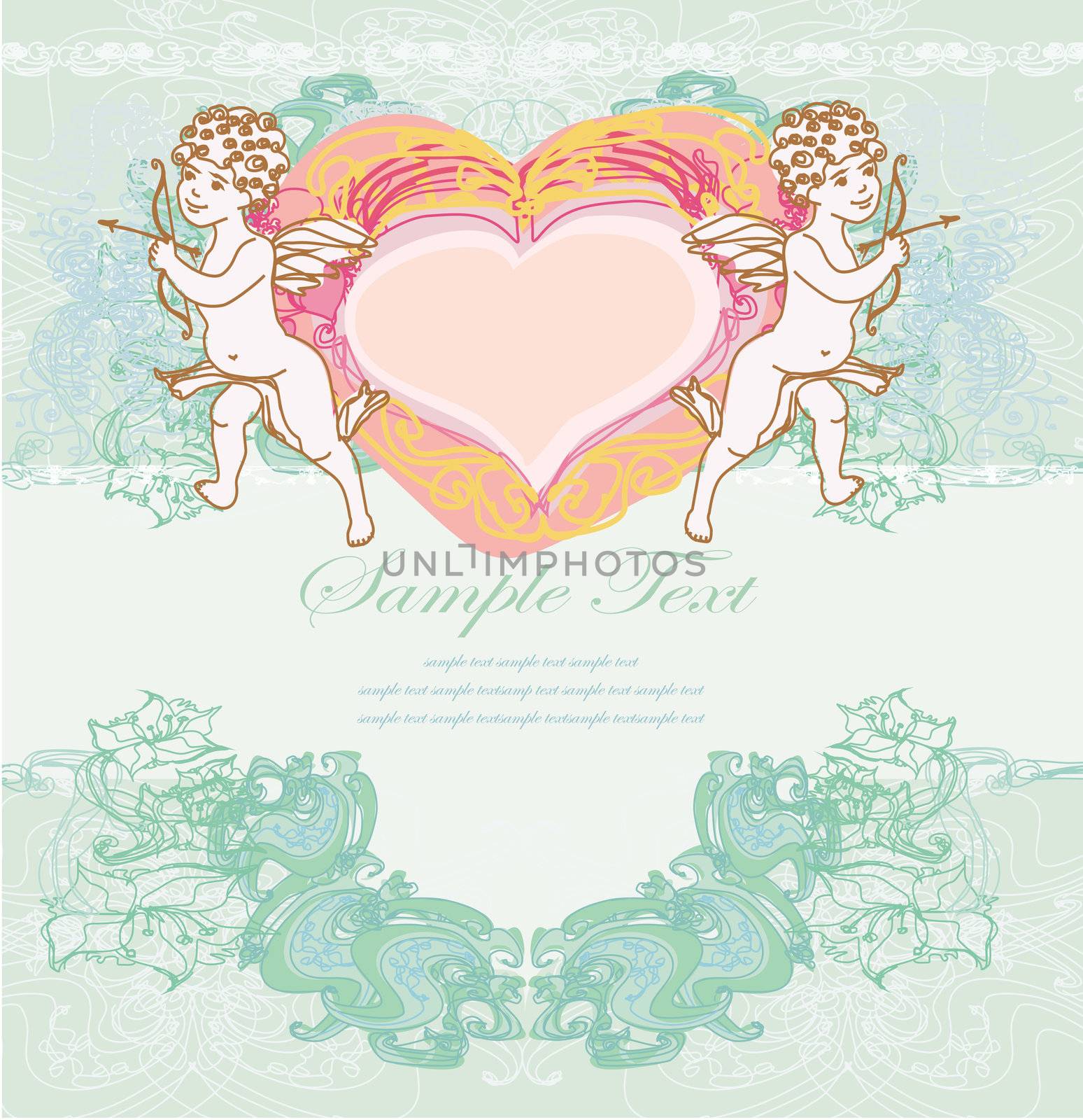 happy valentine's day card with cupid by JackyBrown