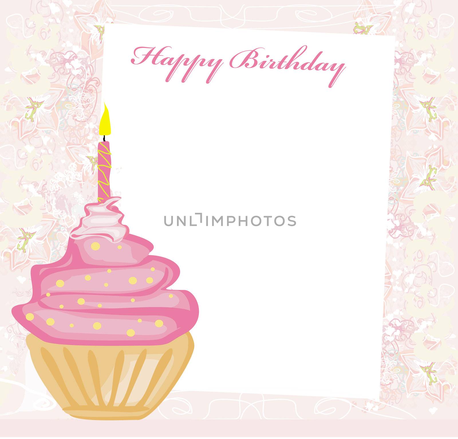 illustration of cute retro cupcakes card - Happy Birthday Card by JackyBrown