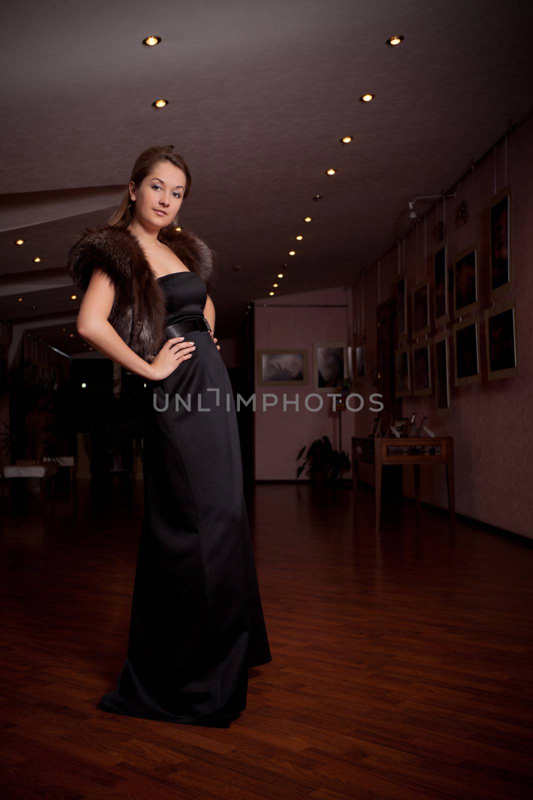 aristocratic lady in luxury hall