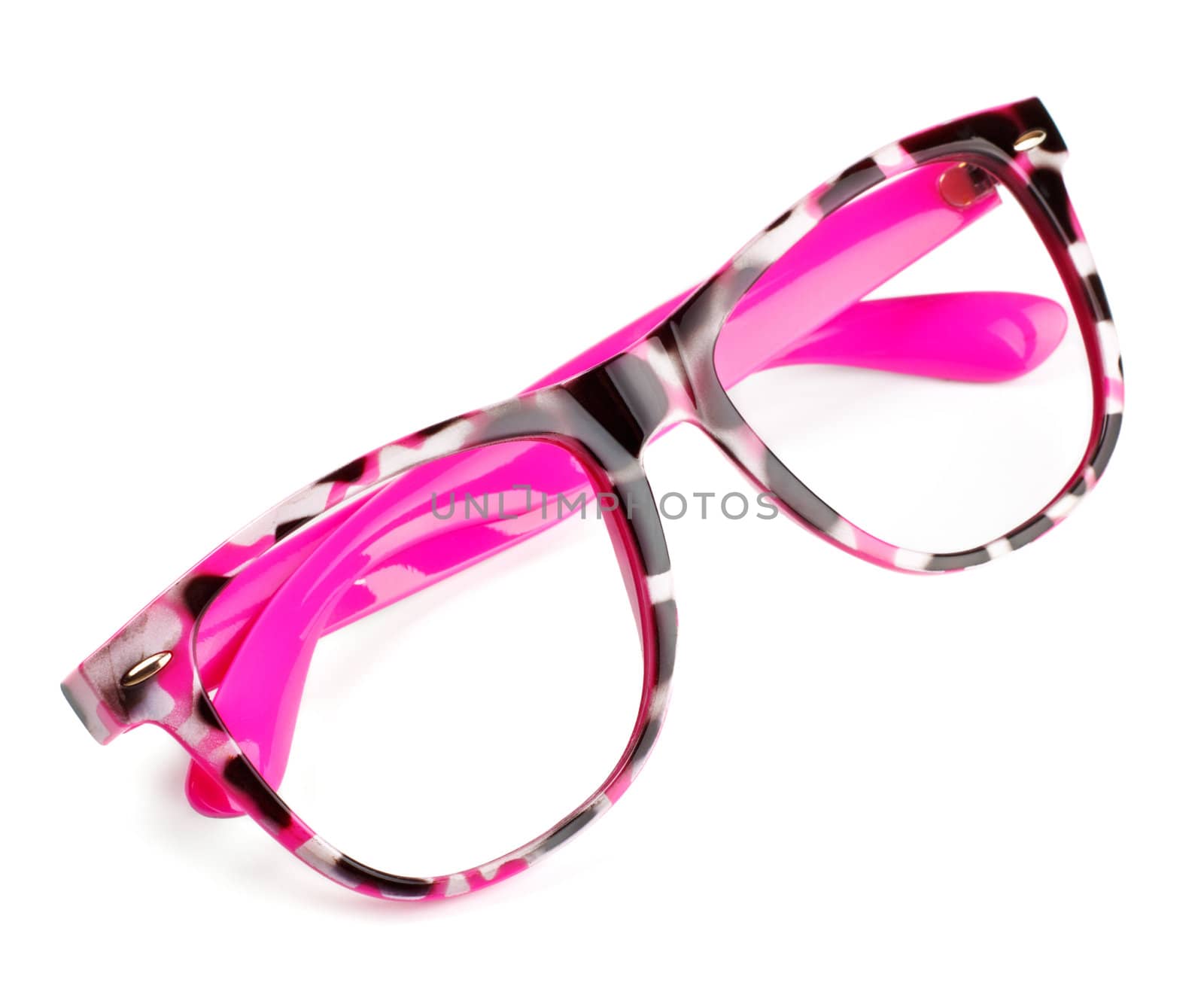 pink eyeglasses isolated on white