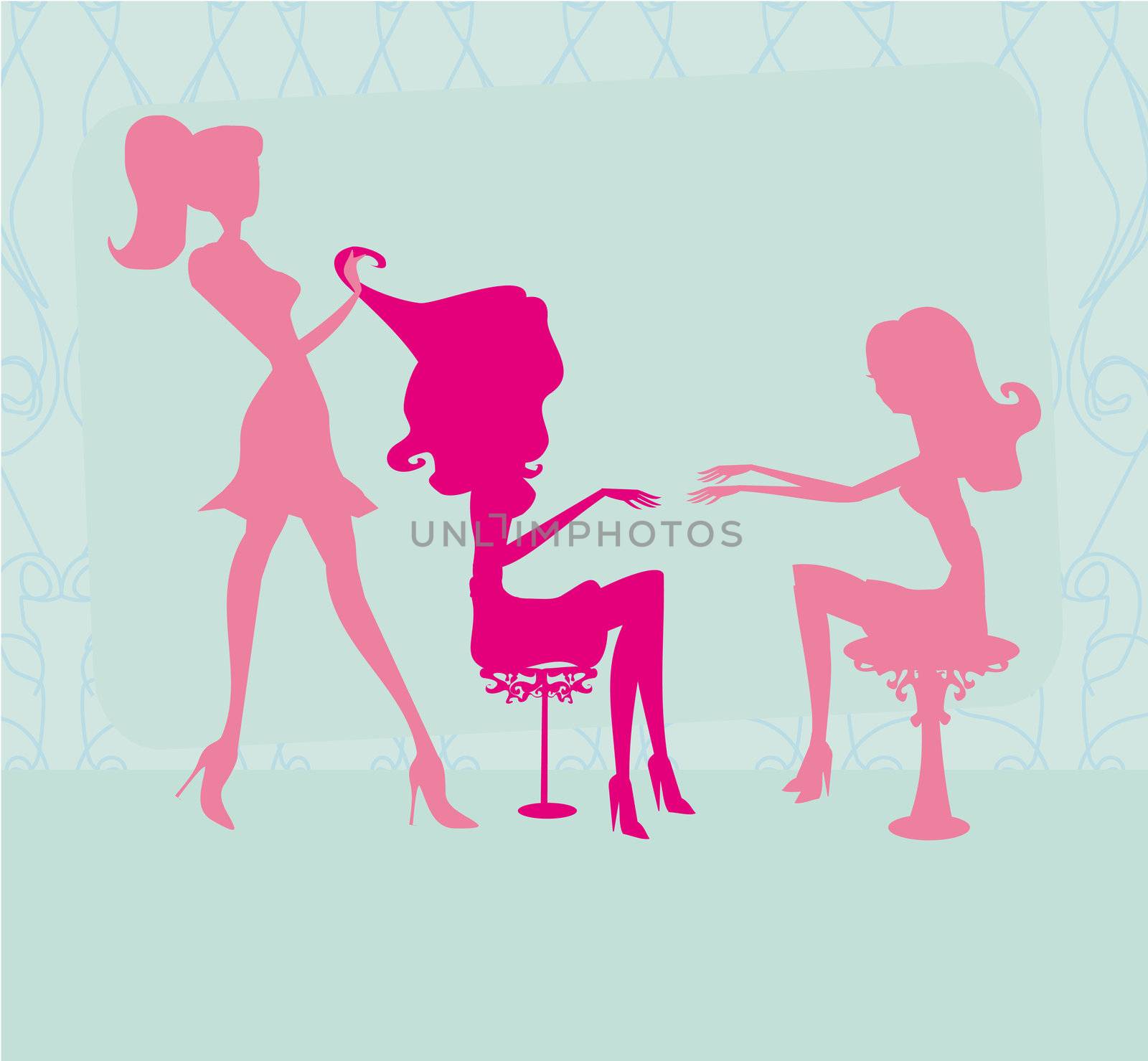 Vector illustration of the beautiful woman in beauty salon