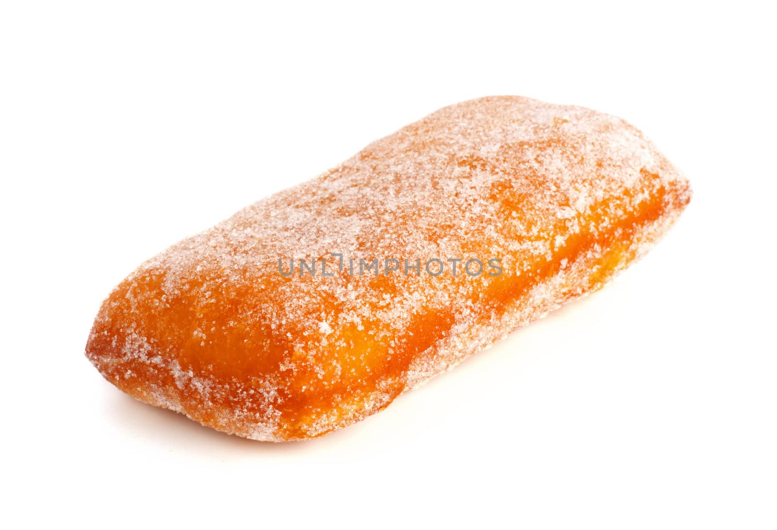 donut in powdered sugar, isolated on white