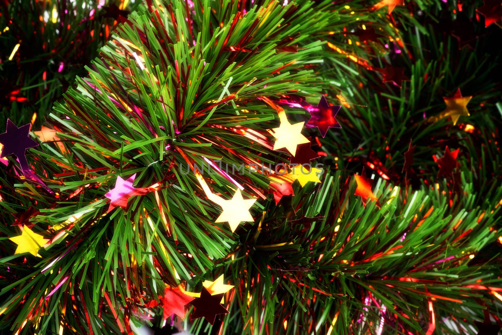 christmas tinsel with stars