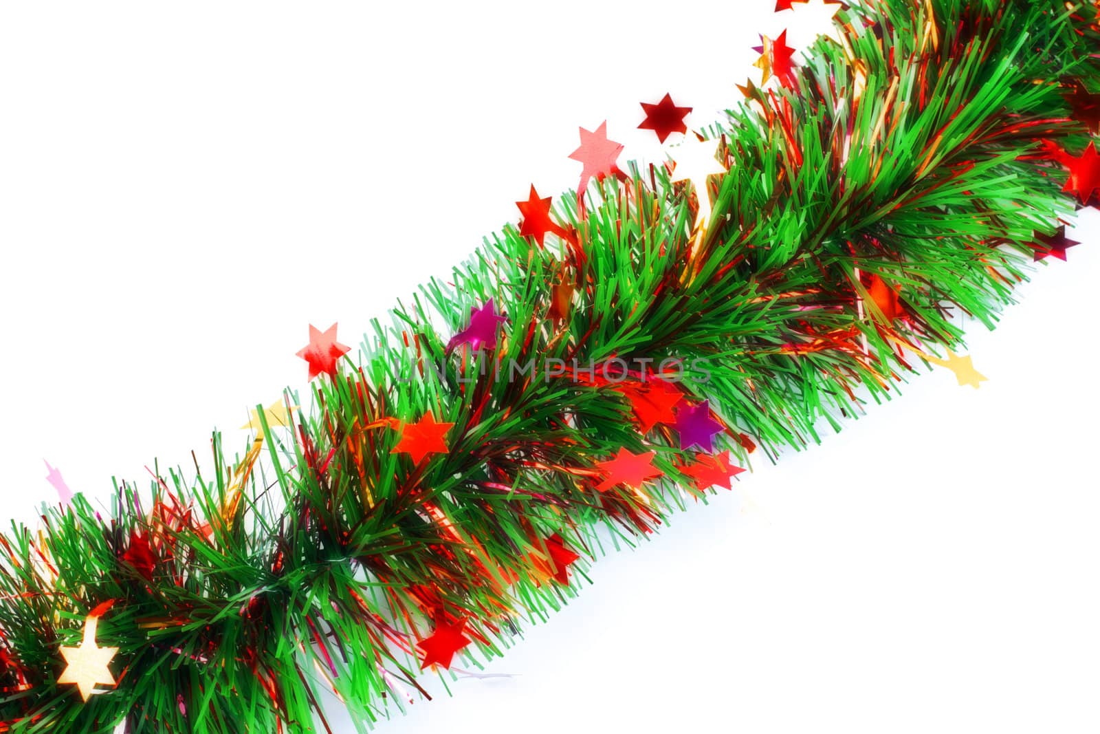 christmas tinsel garland with stars