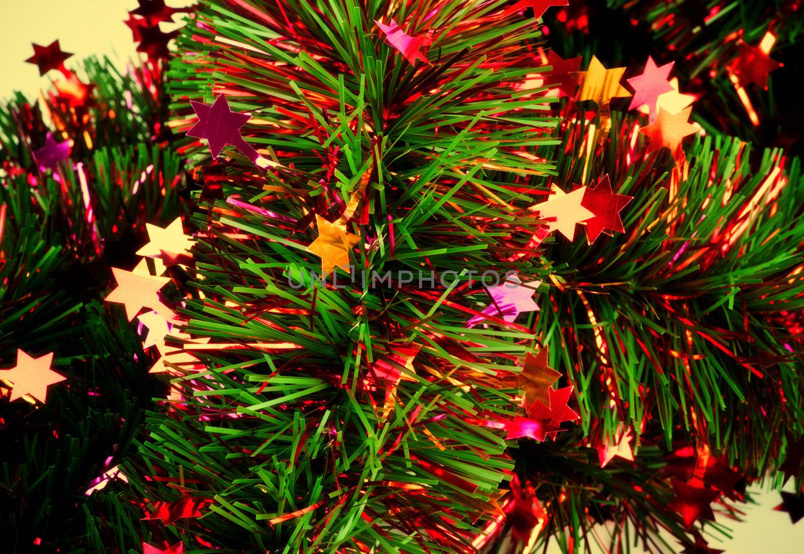 christmas tinsel with stars