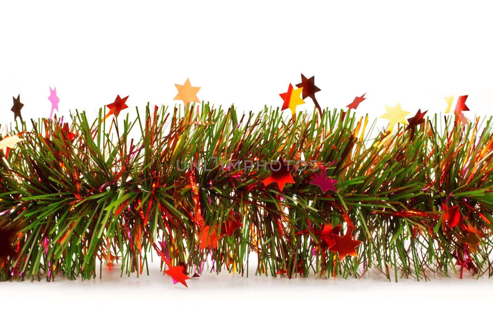 christmas tinsel garland with stars by petr_malyshev