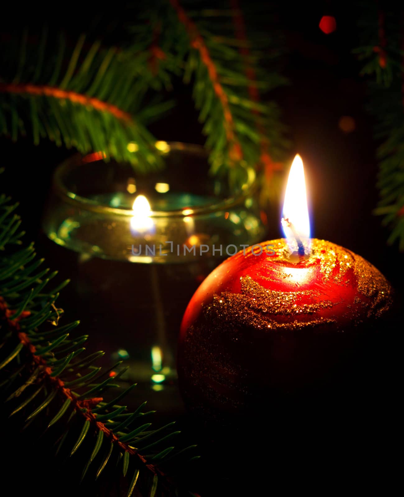christmas card with two candles