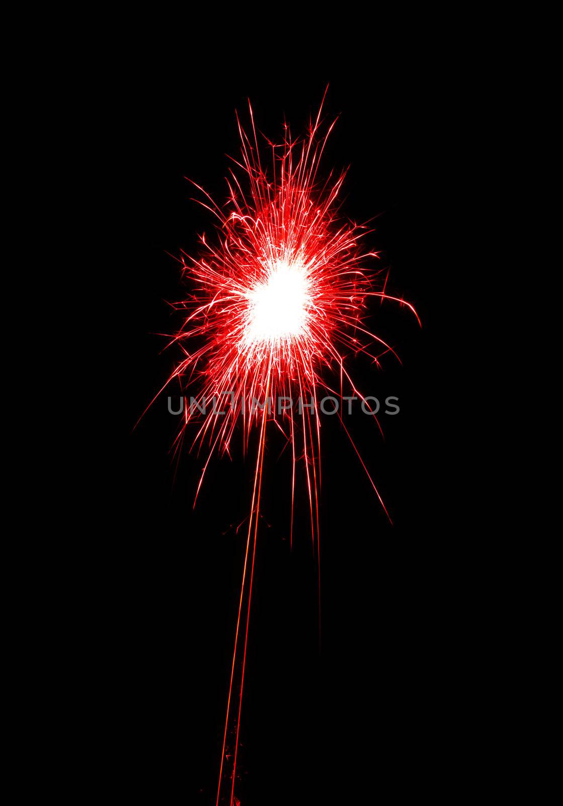 red fireworks on black background