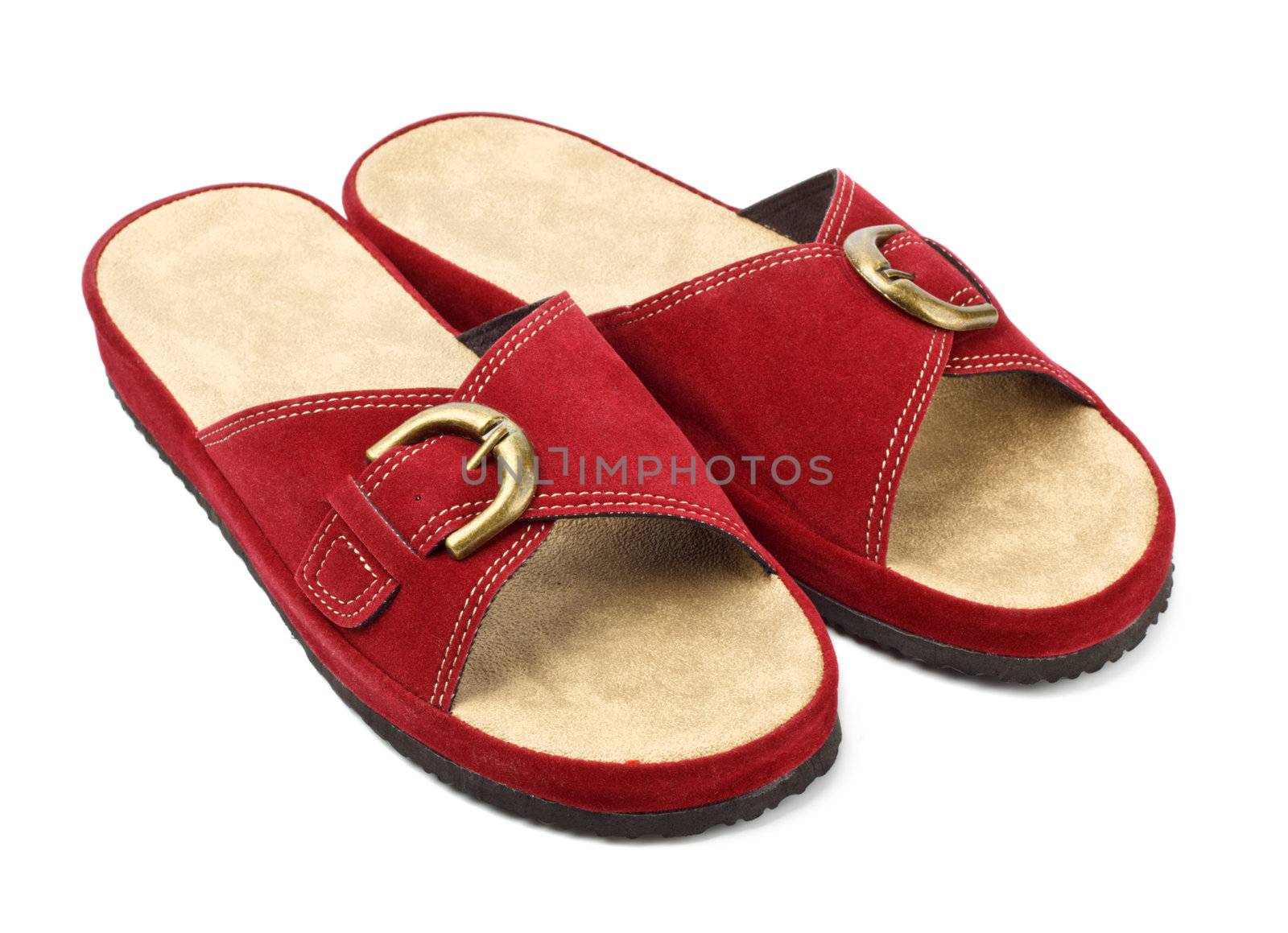 red slippers isolated on white