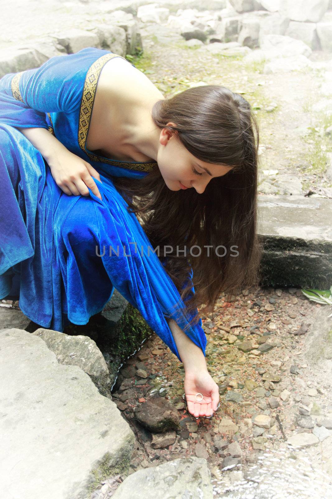 beautiful elf princess find ring in spring