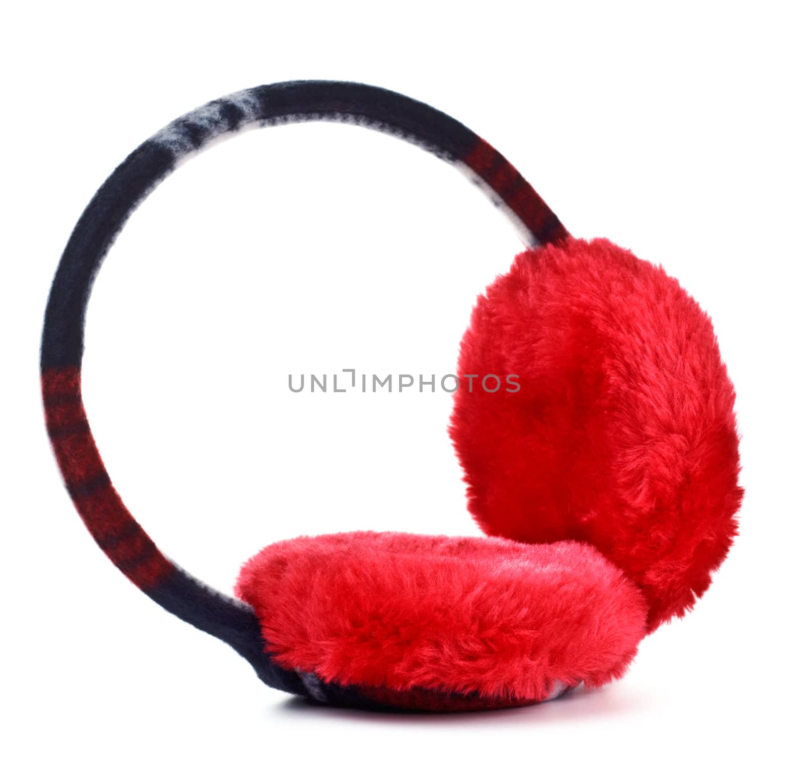 red winter earmuff isolated on white background