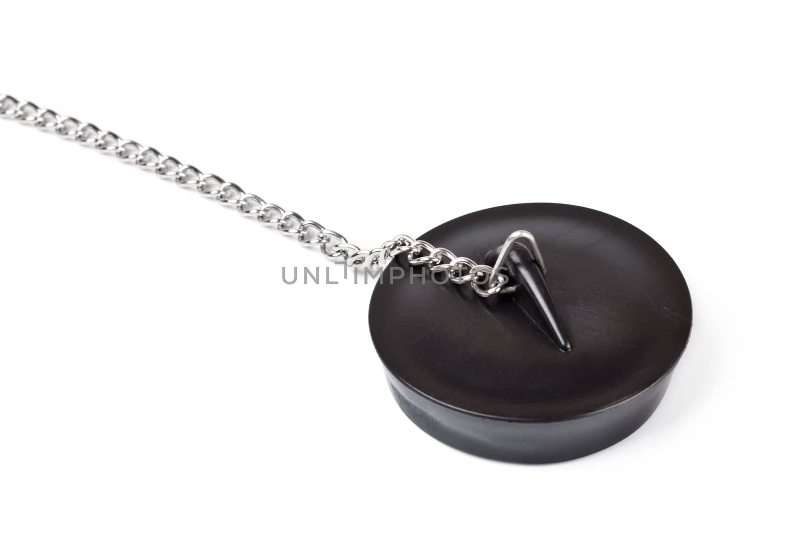 rubber plug for bath with chain isolated on white