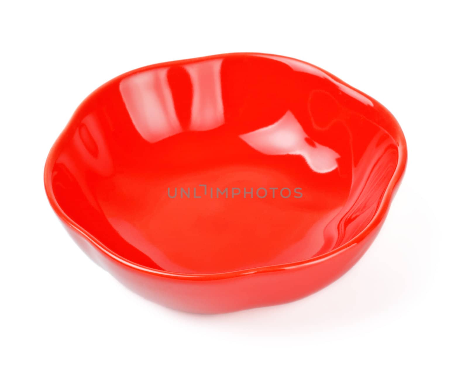 red salad bowl isolated on white background