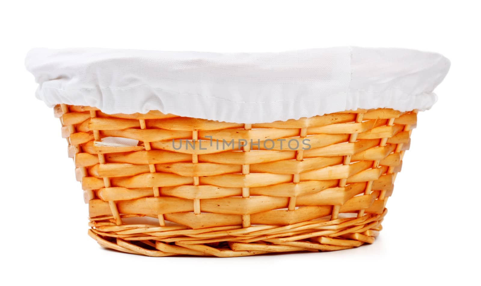empty wooden basket isolated on white background