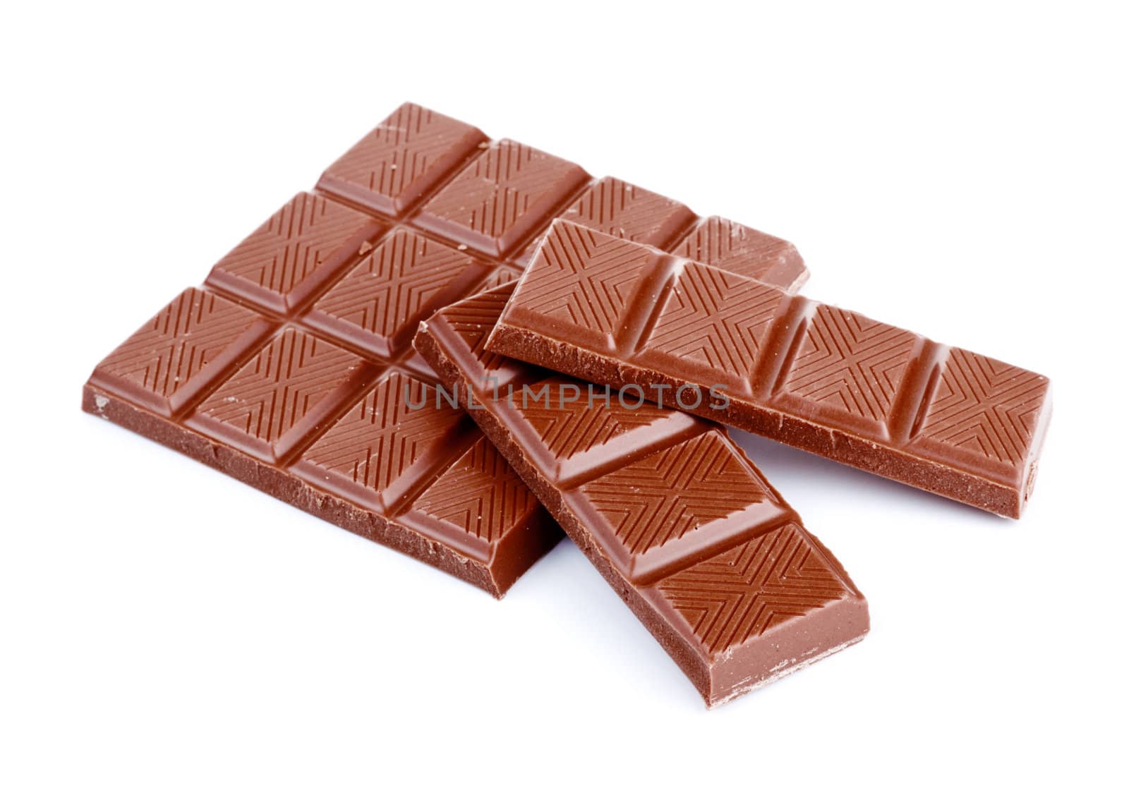 milk chocolate sticks isolated on white background