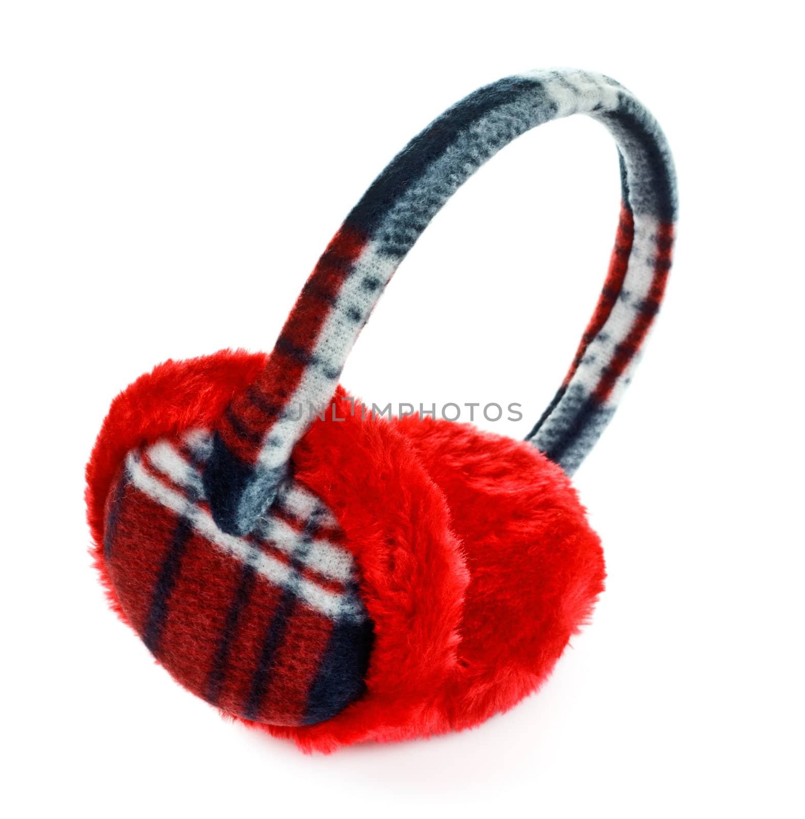 red winter earmuff isolated on white background