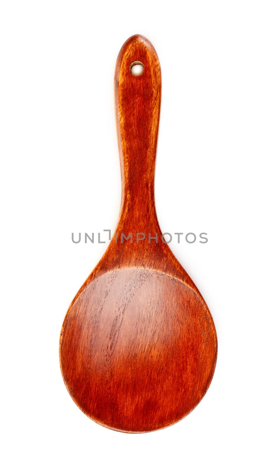 brown wooden kitchen spatula isolated on white