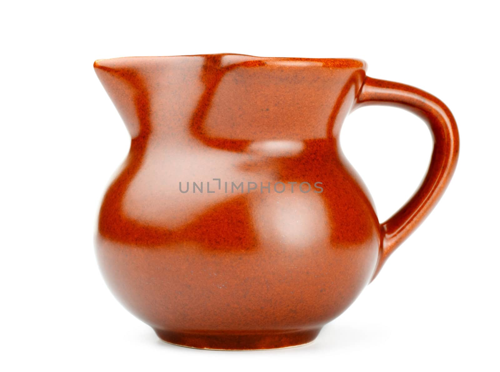 clay milk jug isolated on white background