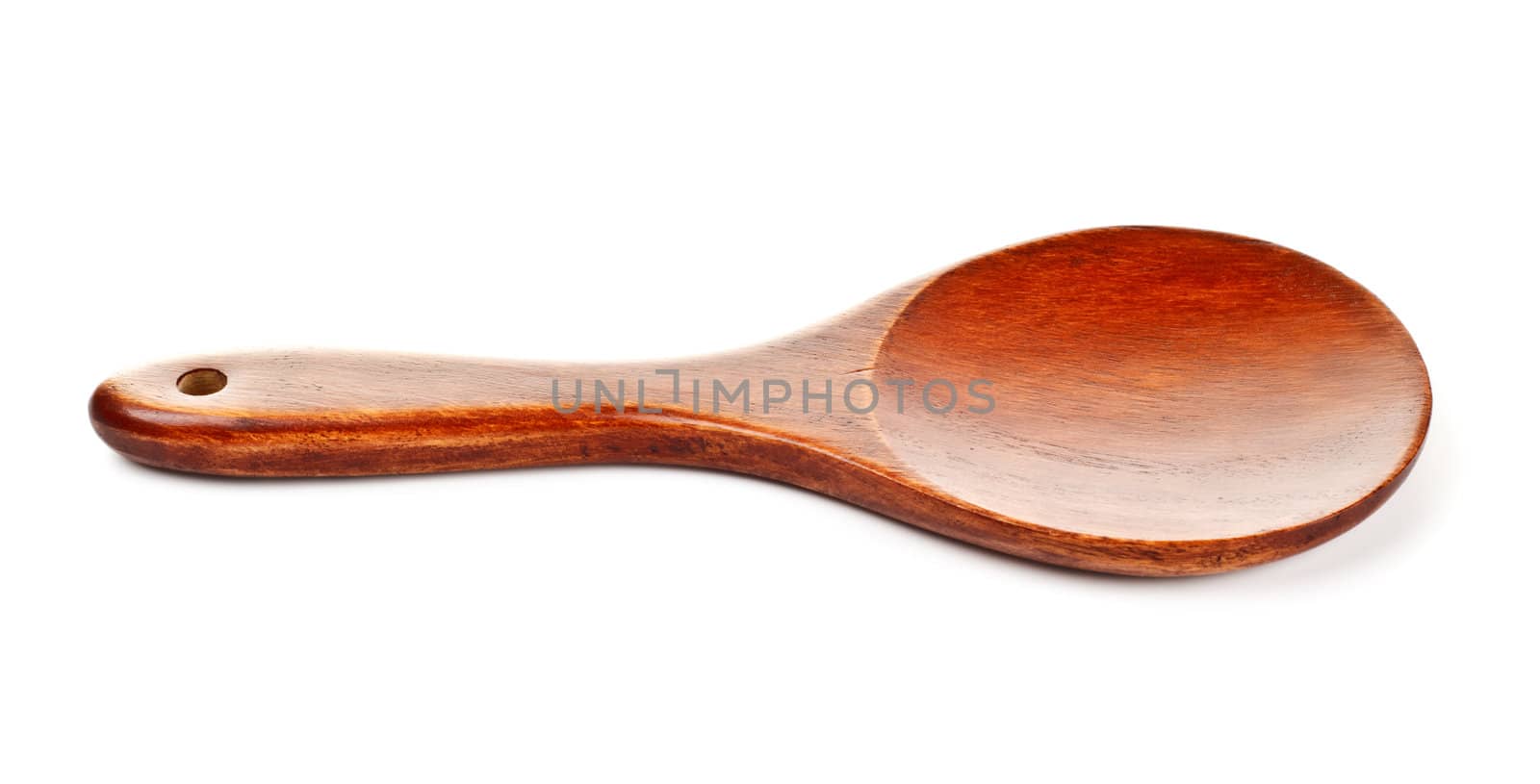 brown wooden kitchen spatula isolated on white