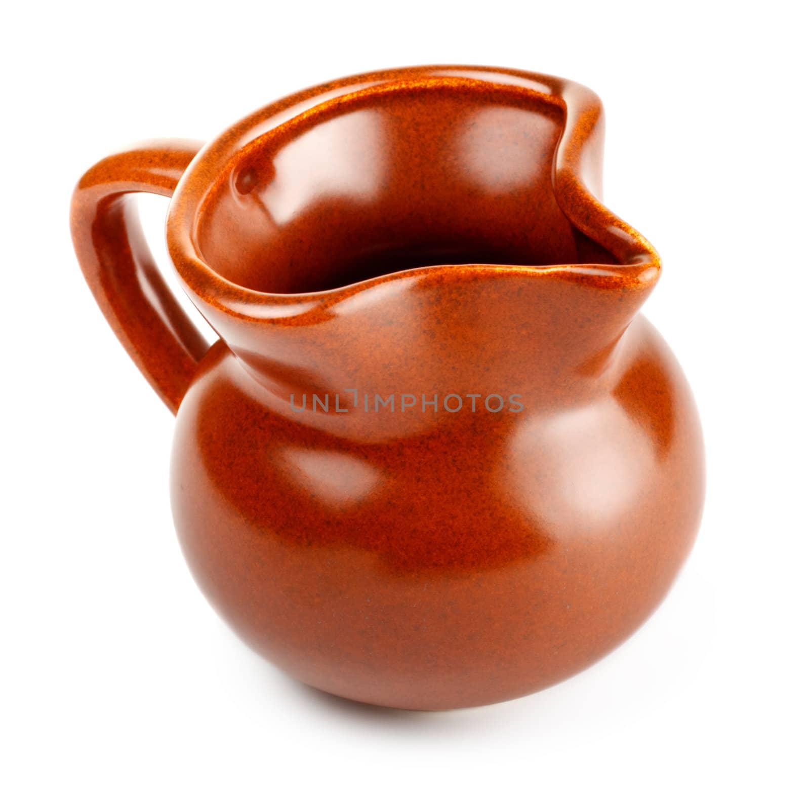 clay milk jug isolated on white background