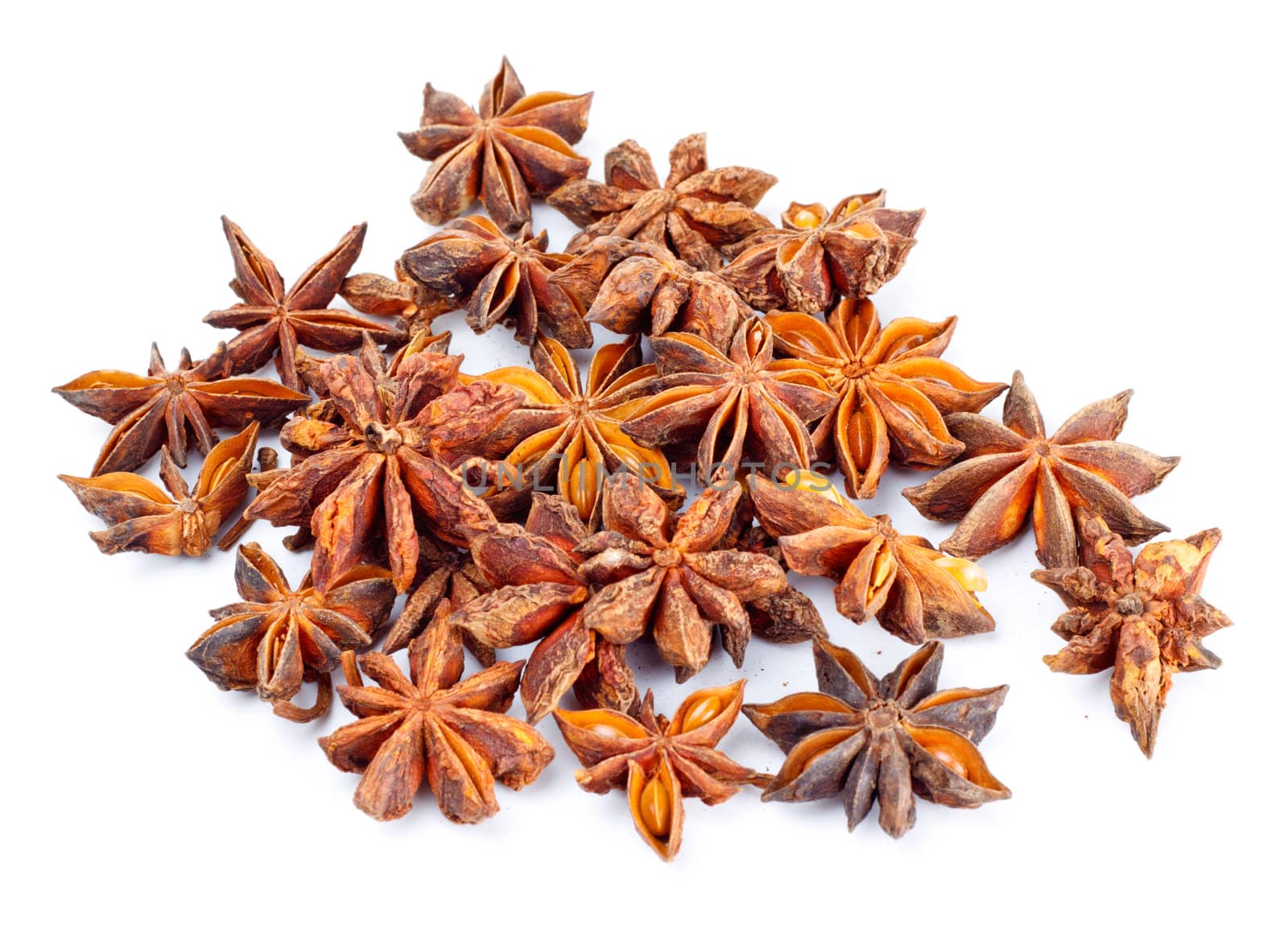 mahy star anise isolated on white background